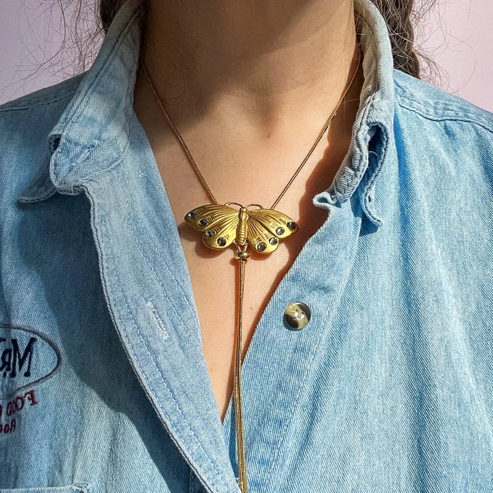 Butterfly Vintage Style Gold Bolo Tie