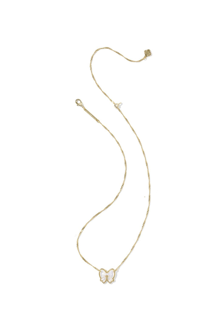 Kendra Scott | Haley Bow Gold Short Pendant Necklace Ivory Mother-of-Pearl