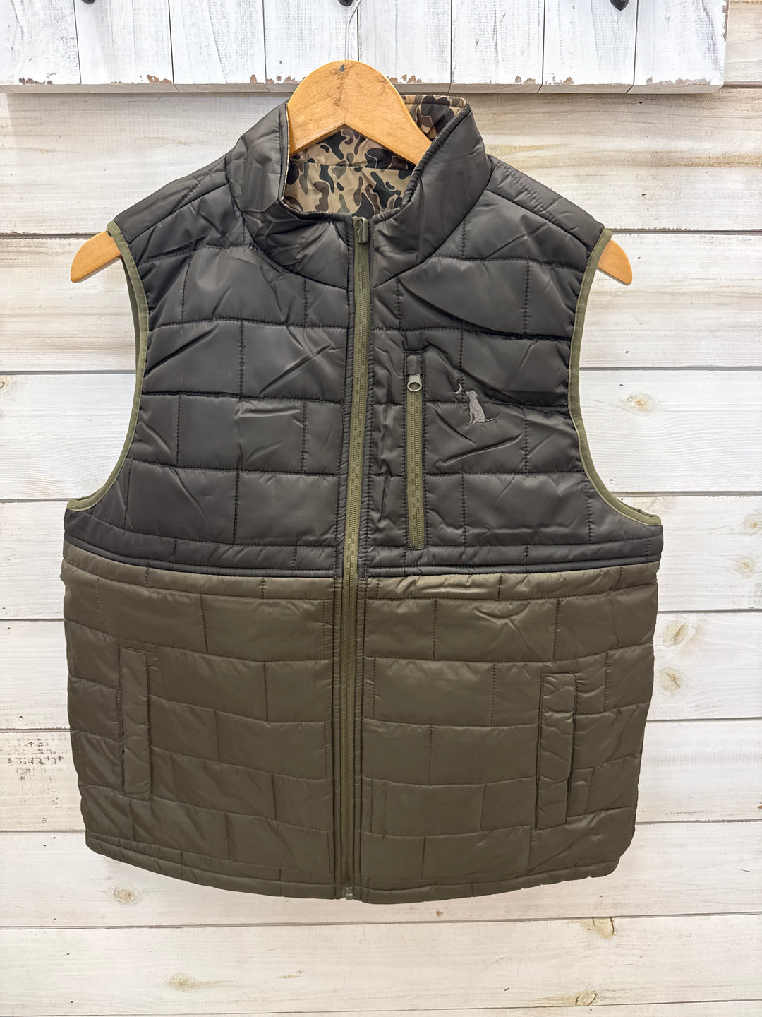 Local Boy | Reversible Duck Down Vest-Retro Camo