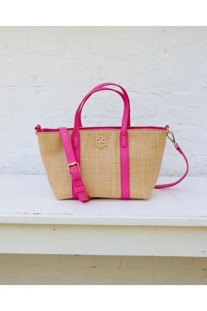 Georgie Mini Tote Natural Hot Pink