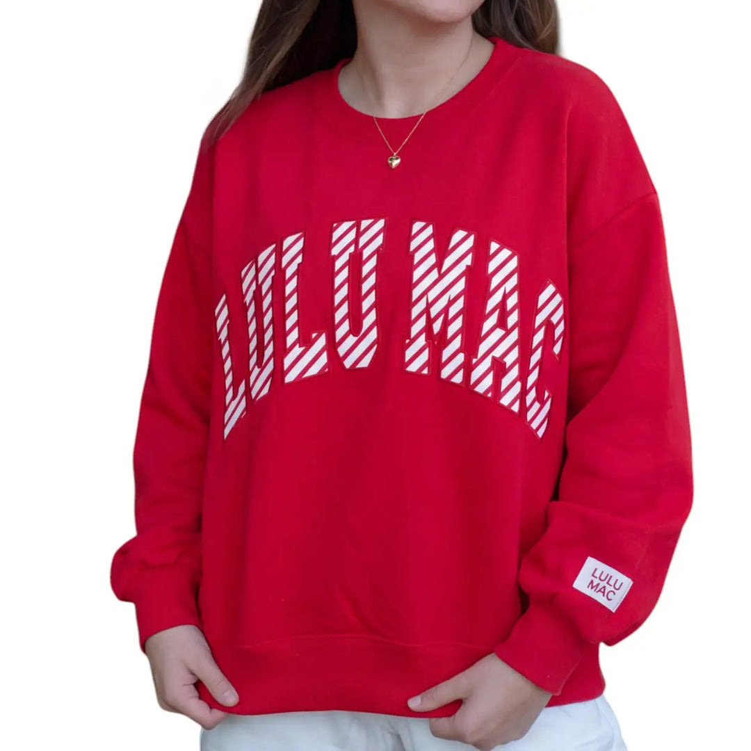 Lulu Mac~ Candy Cane Red Sweatshirt