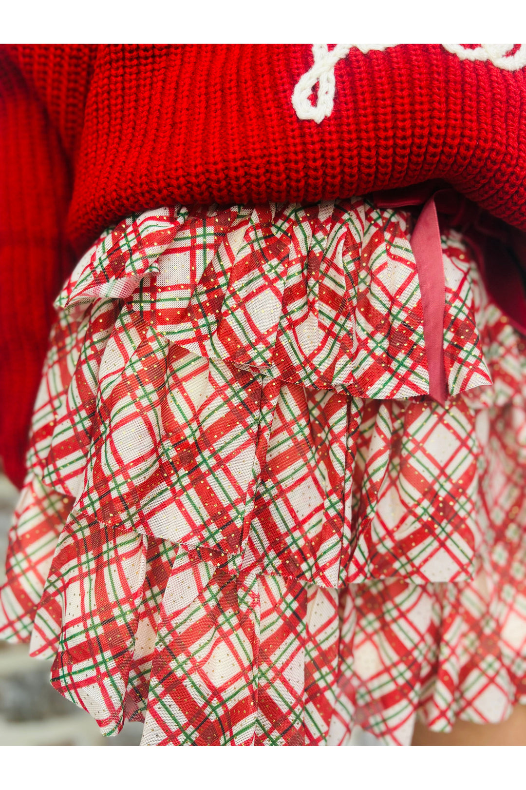 Christmas Plaid Bow Tiered Tutu
