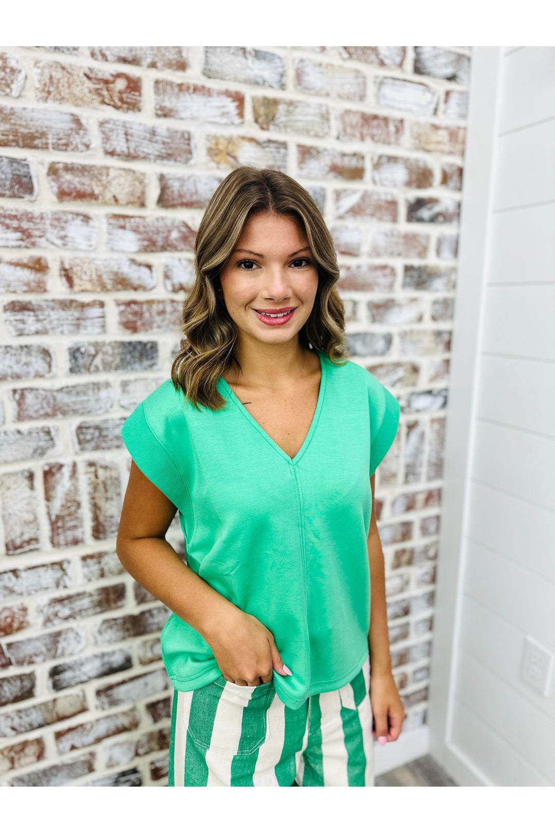 Green~ All The Feels VNeck Top