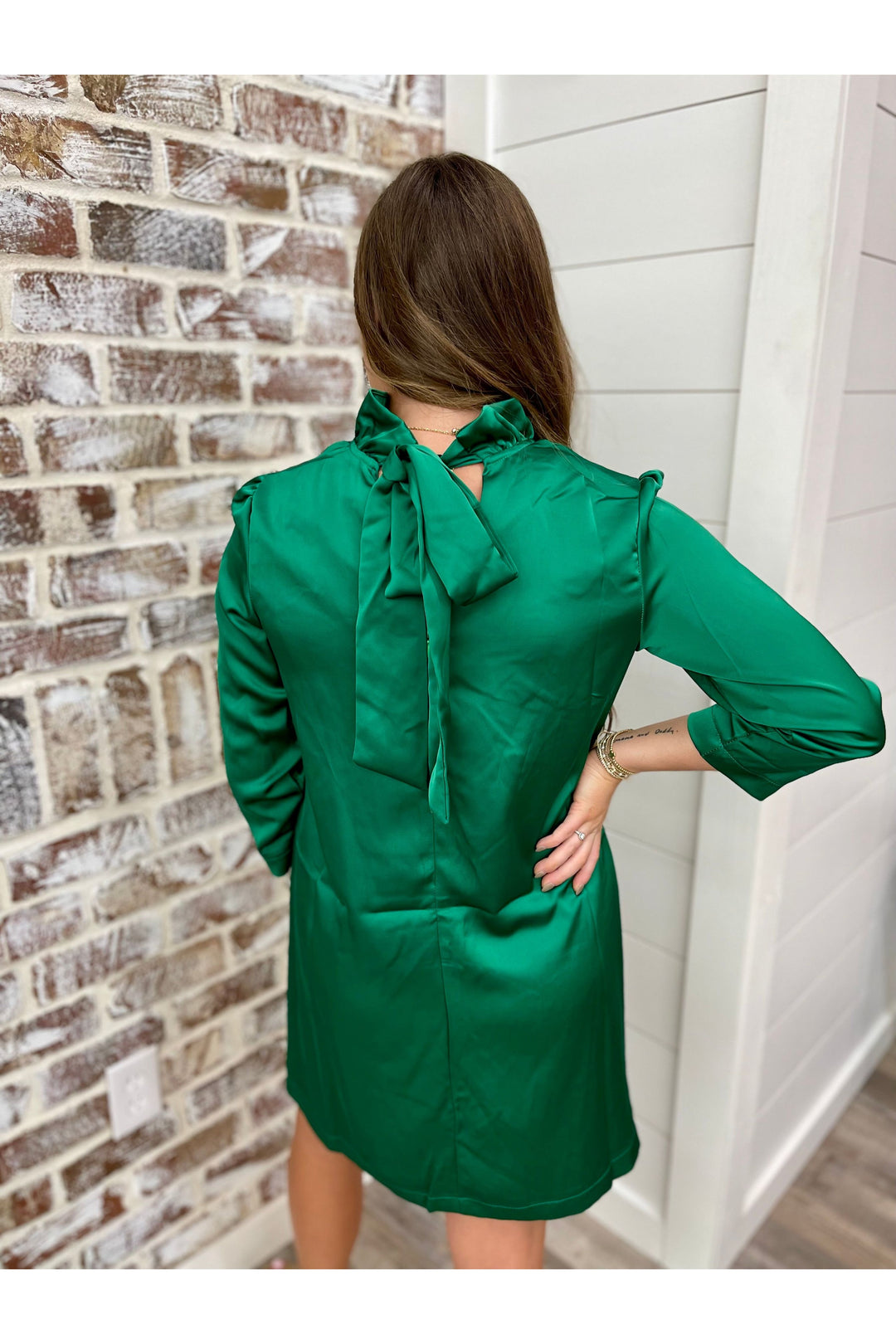 Satin Green Marilyn Dress