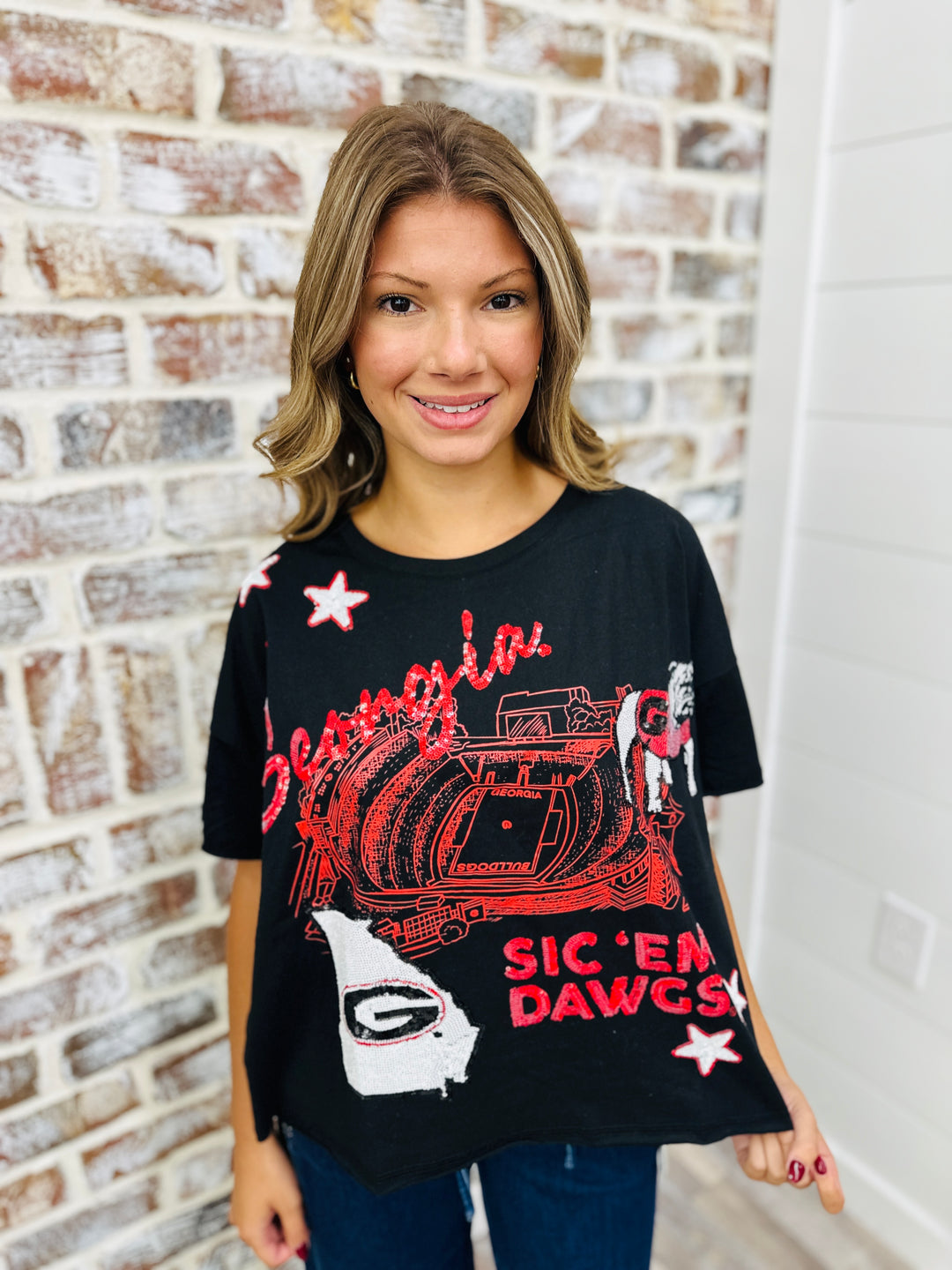 Stewart Simmons | Georgia Fourth Quarter Sequin Tee