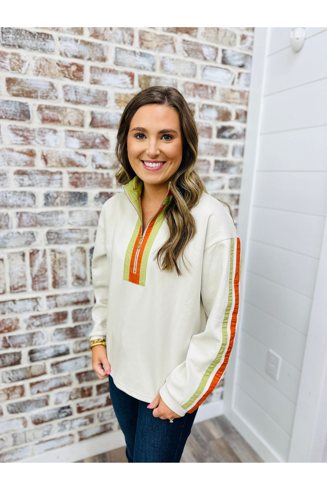 Green + Orange Sweater Top