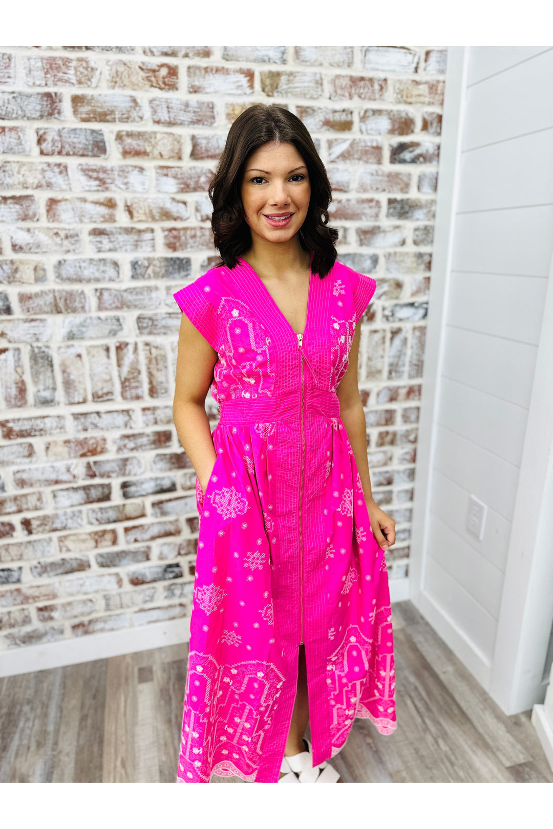 Stitched In Pink Midi Dress