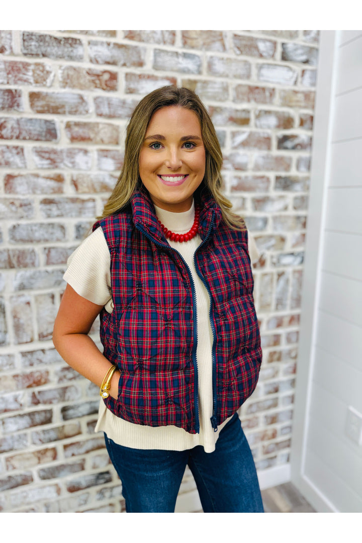 Comfort Plaid Puff Vest