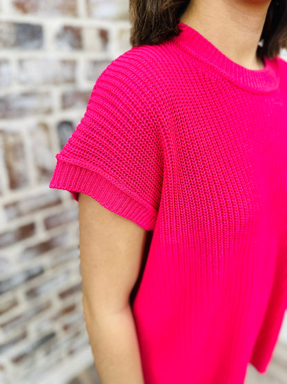 Hot Pink~ Solid Side Slit Top