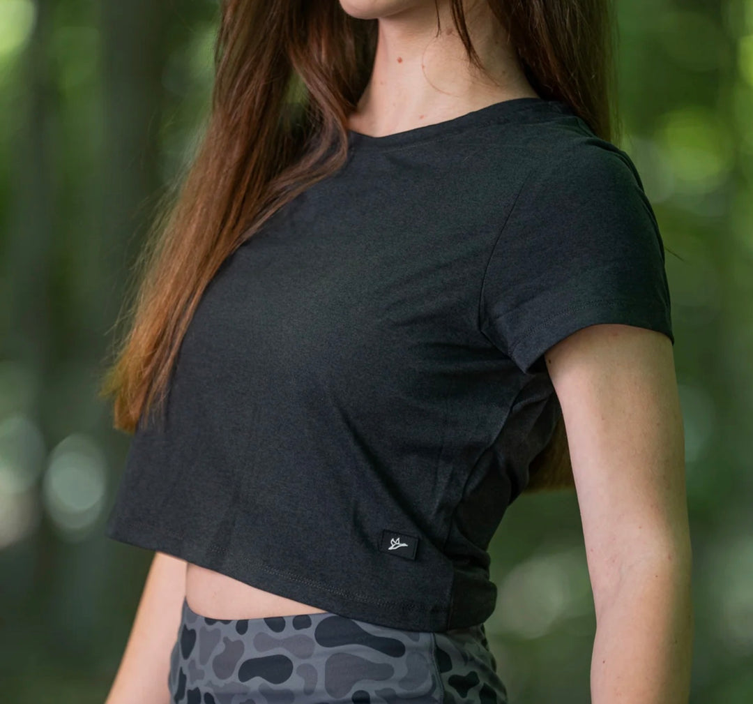 Combat Waterfowl | CROP TEE | HEATHER BLACK OYSTER