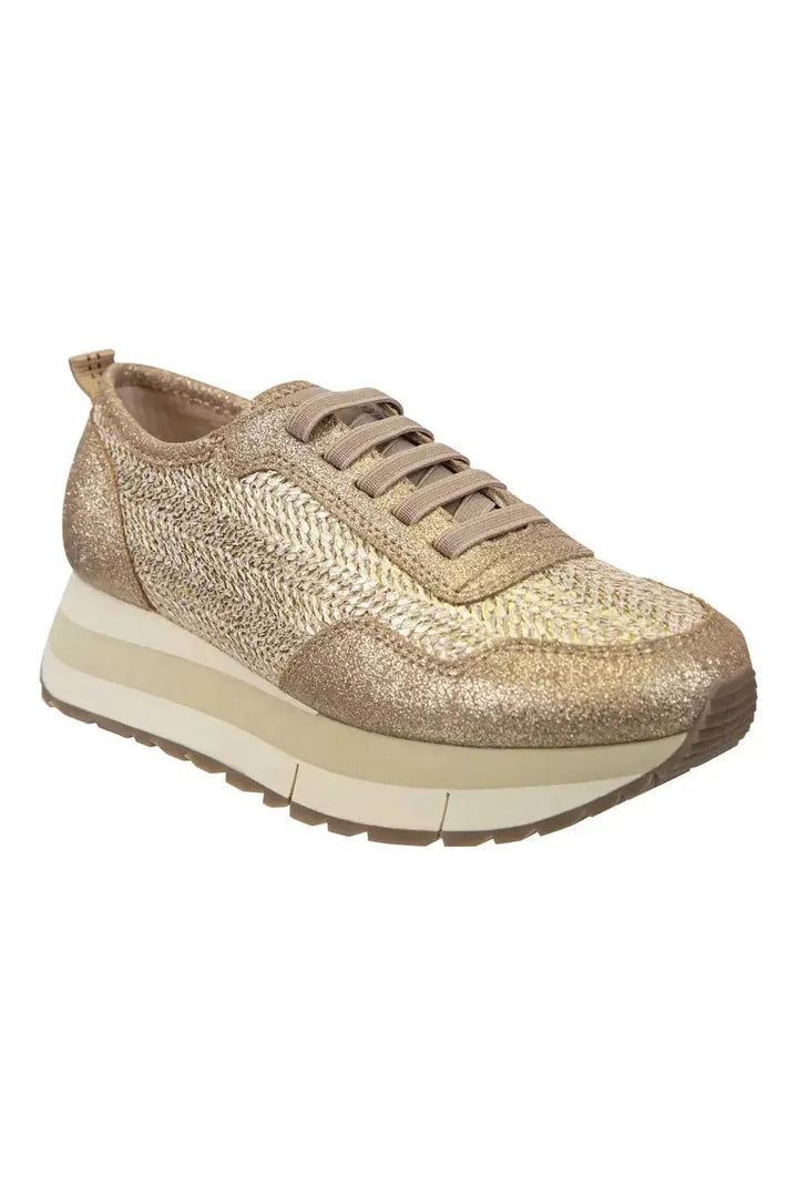 Naked Feet| KINETIC GOLD RAFFIA PLATFORM SNEAKERS