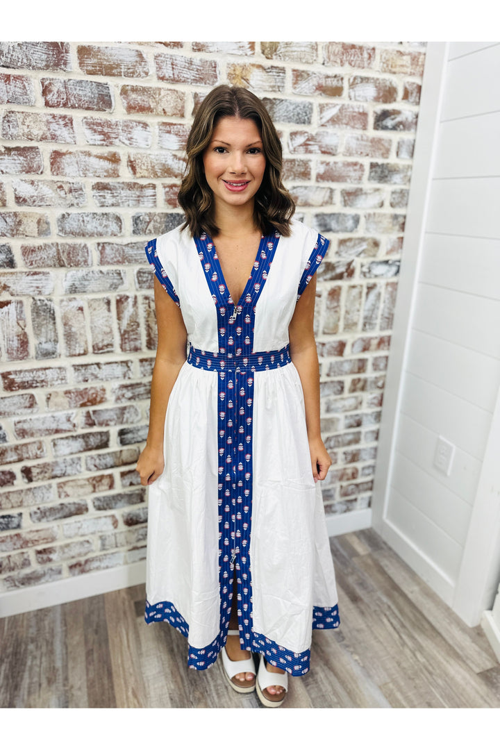 Trimmed In Floral Midi Dress