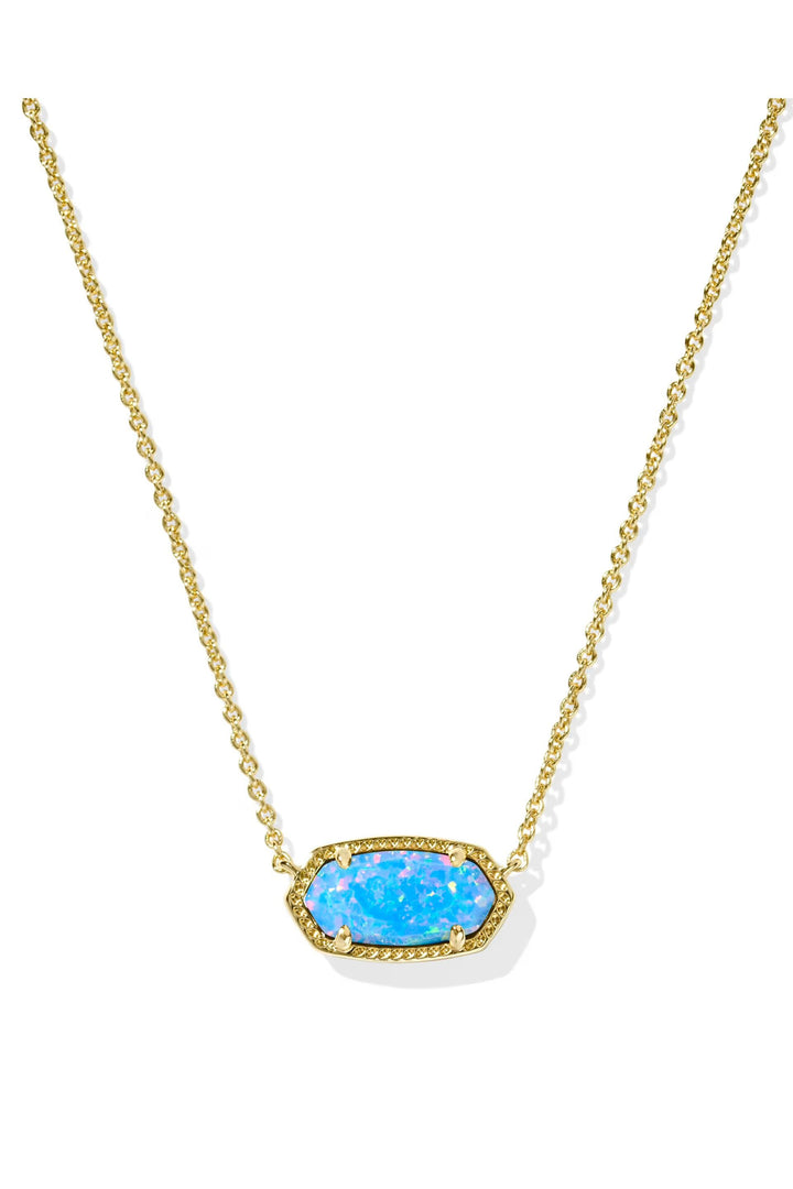 Elisa Gold Short Pendant Necklace - Periwinkle Opal