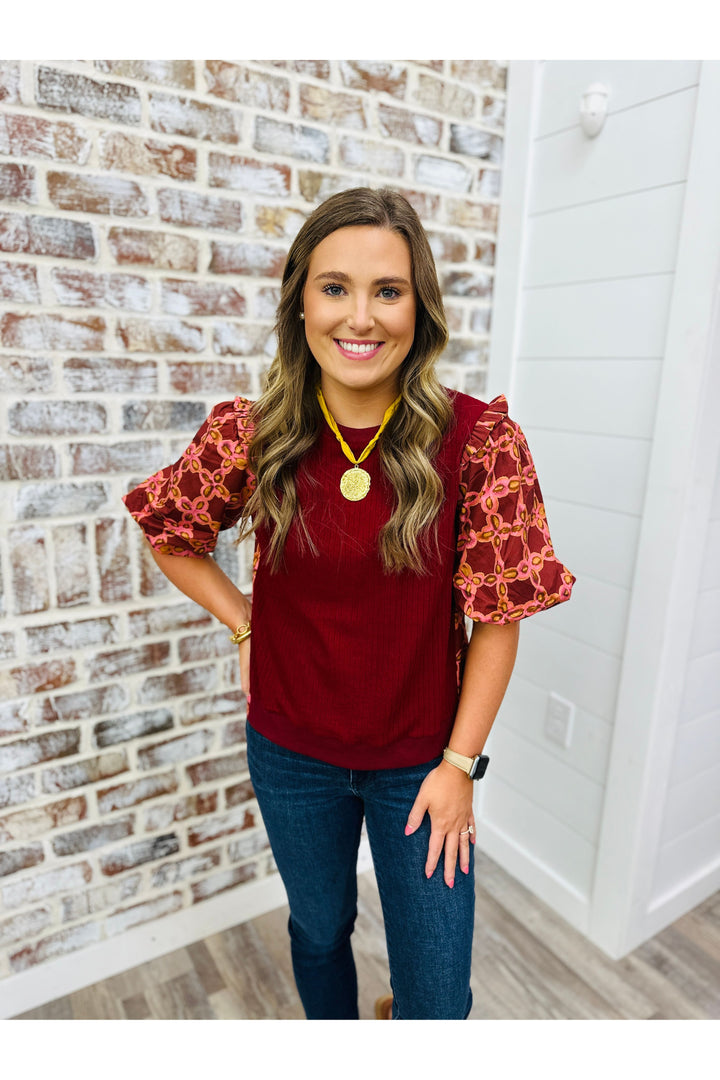 Burgundy Designs Top