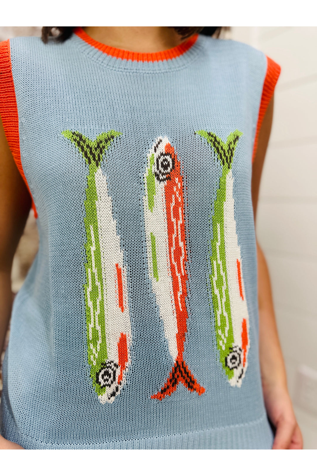 Fish Graphic Sweater Vest
