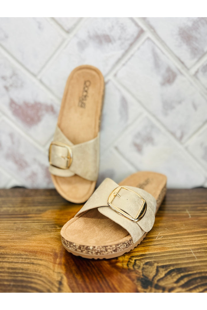 Corkys | Road Trip - Gold Slide Sandal