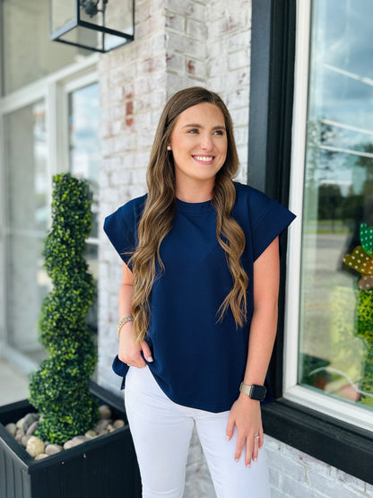 Navy Back Button Top