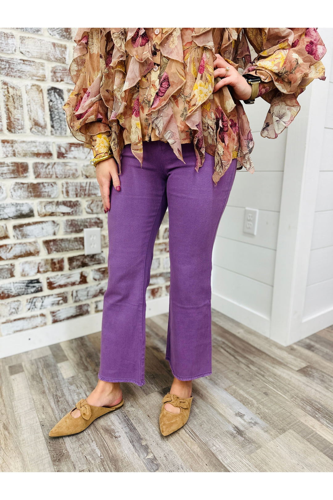 Purple High Waisted Flare Pants