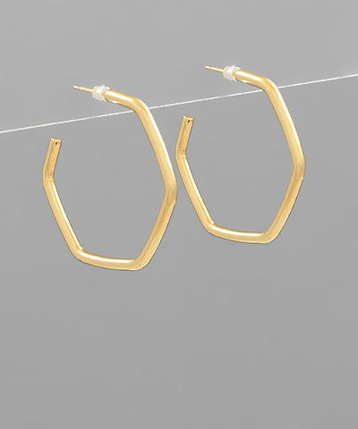 Hexagon Gold Dipped Hypoallergenic Hoops