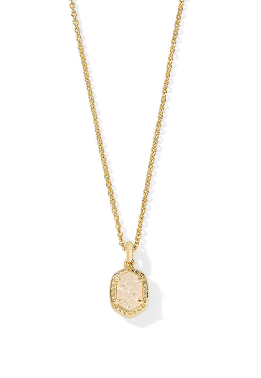 Kendra Scott| DAPHNE FRAMED SHORT PENDANT NECKLACE GOLD IRIDESCENT DRUSY