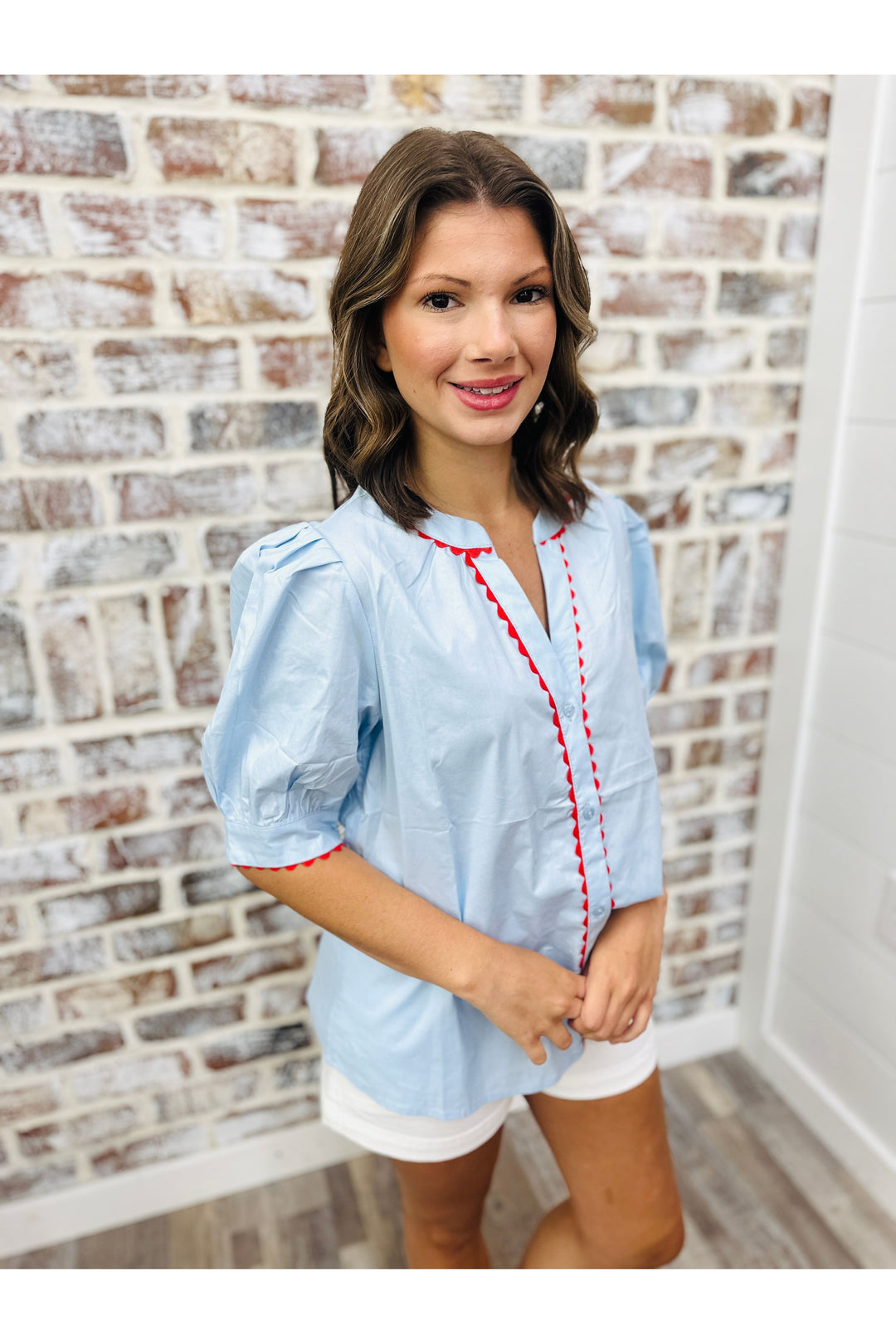 Mary Square| Elaine Top | Light Blue