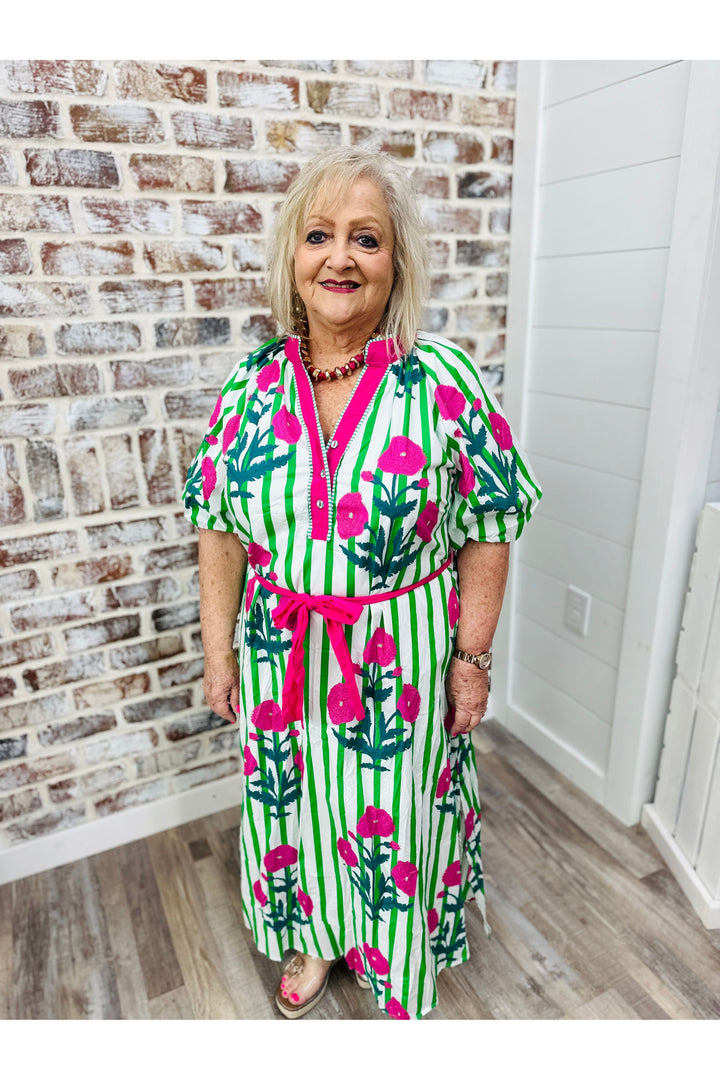 PLUS & REGULAR | Mix of Green Midi Dress