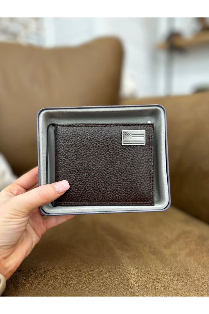 Leather Wallet Brown Pebble