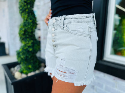 Sienna Distressed Button Shorts