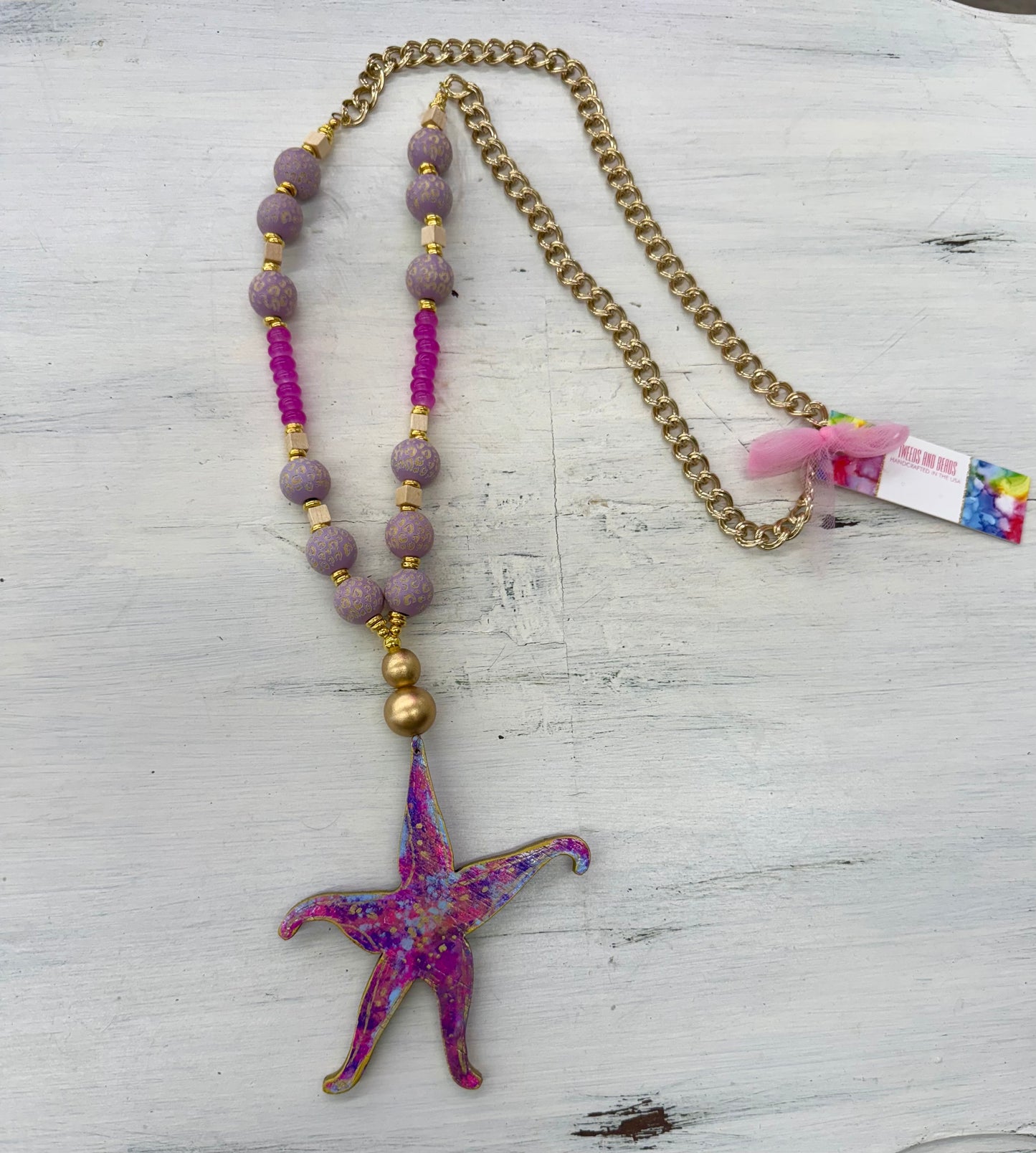 Sable Hand Painted Starfish Necklace (long)