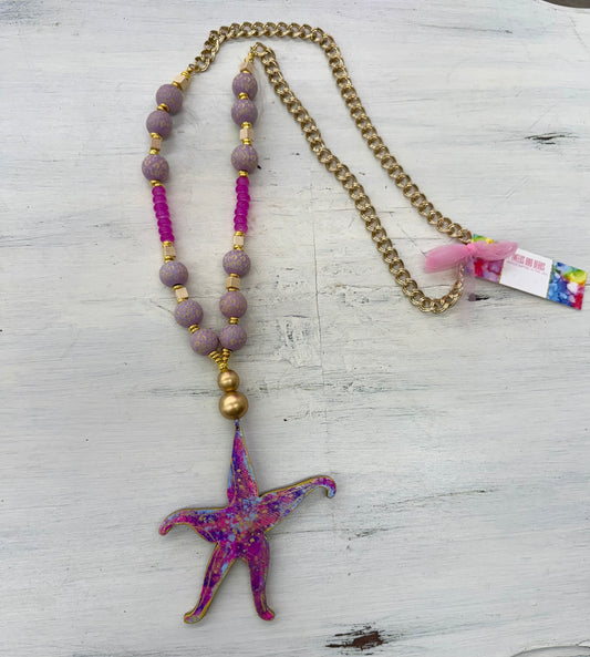 Sable Hand Painted Starfish Necklace (long)
