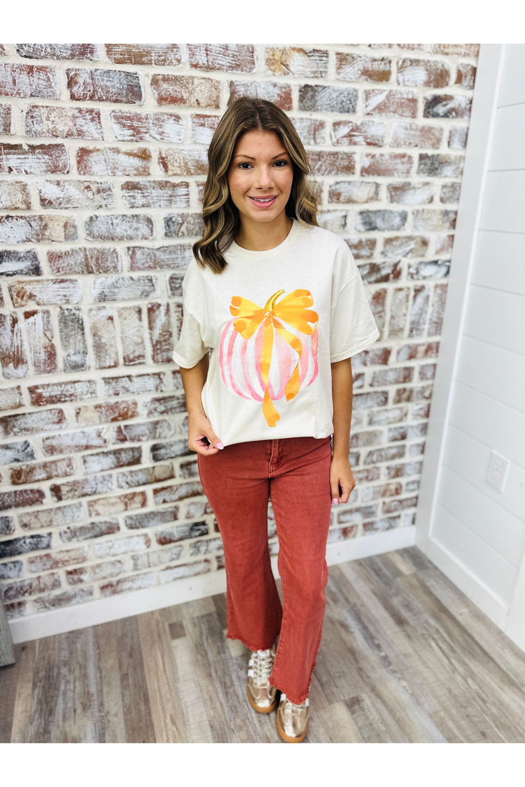 Pumpkin Pink Striped Tee