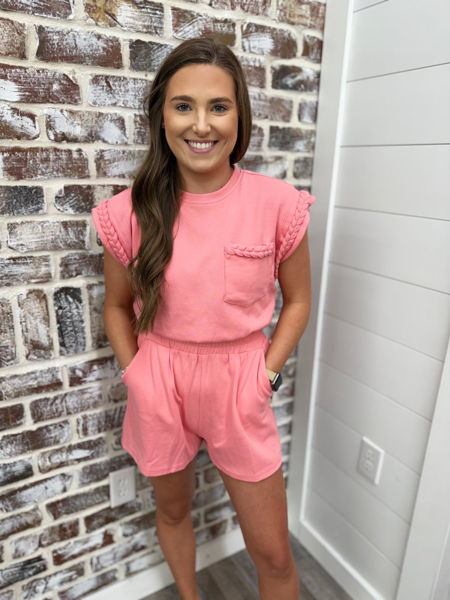 Coral Braided Romper