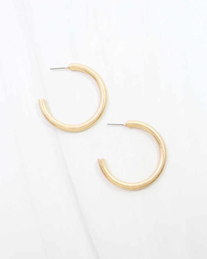 Lexi Small Hoop Earring WR Worn Gold