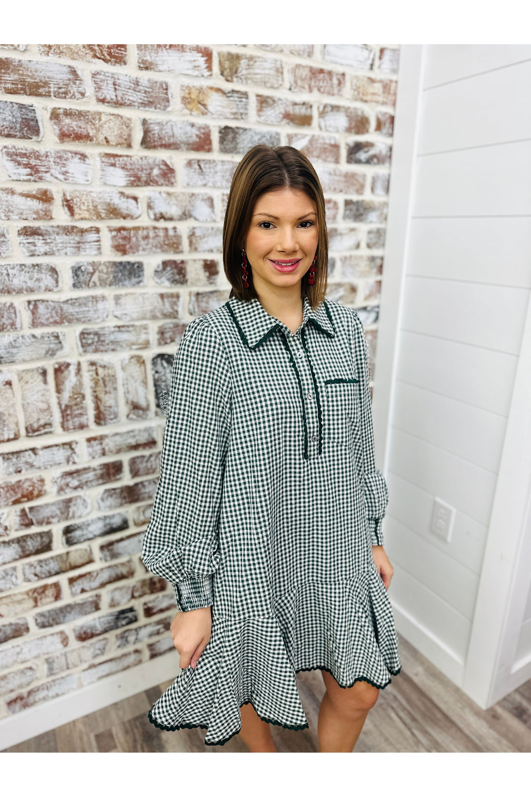 Christmas Card Gingham Dress