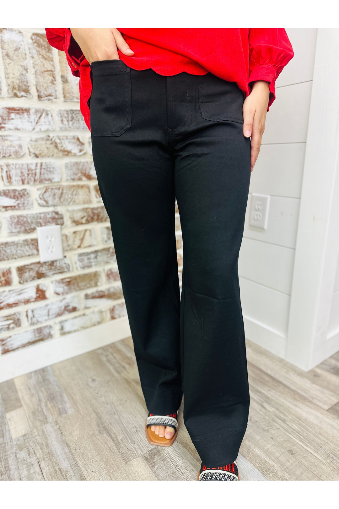 Black Button Stretch Pants 