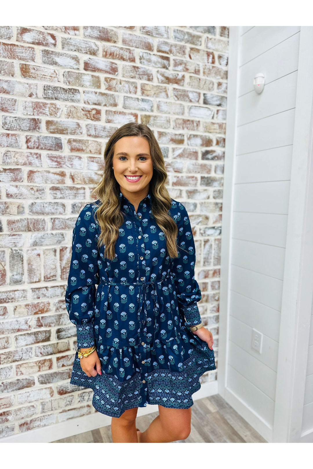 Blue floral print mini dress