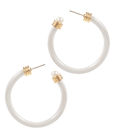 White Coated Metal & Edge Pearl Hoops