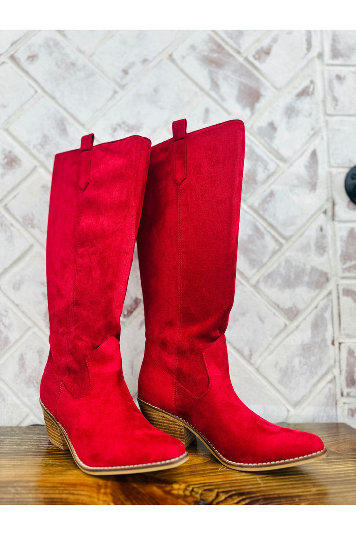 Corkys | City Slicker - Red Faux Suede Boot