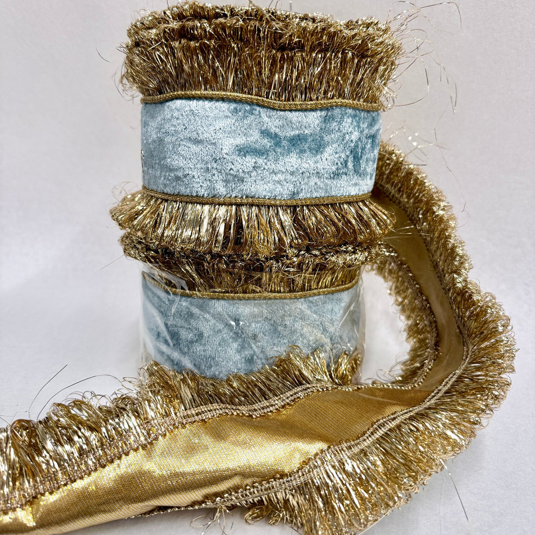 John Mark| Aqua Velvet DBL Side Trim/Back Metallic Dupion 4 x 10yd