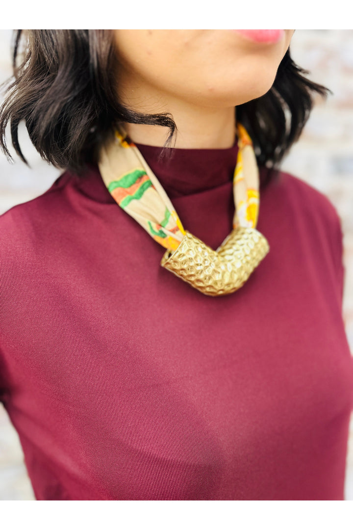 Print in Gold Scarf Necklace