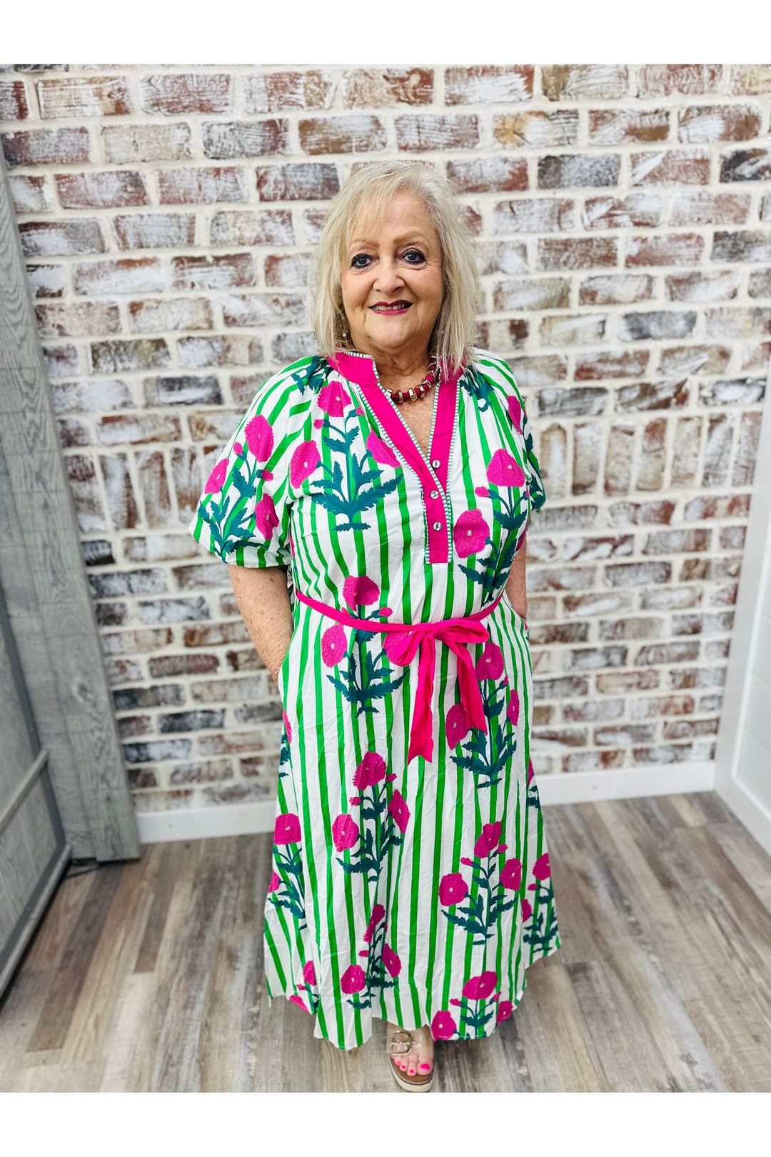 PLUS & REGULAR | Mix of Green Midi Dress