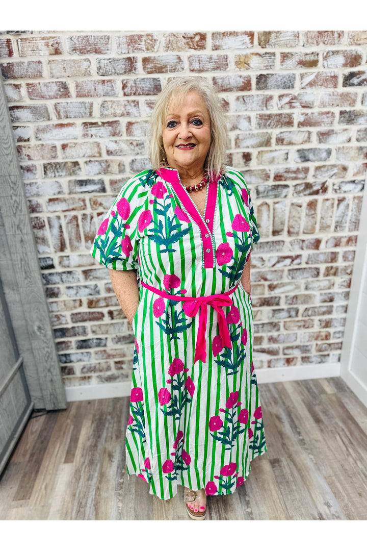 PLUS & REGULAR | Mix of Green Midi Dress