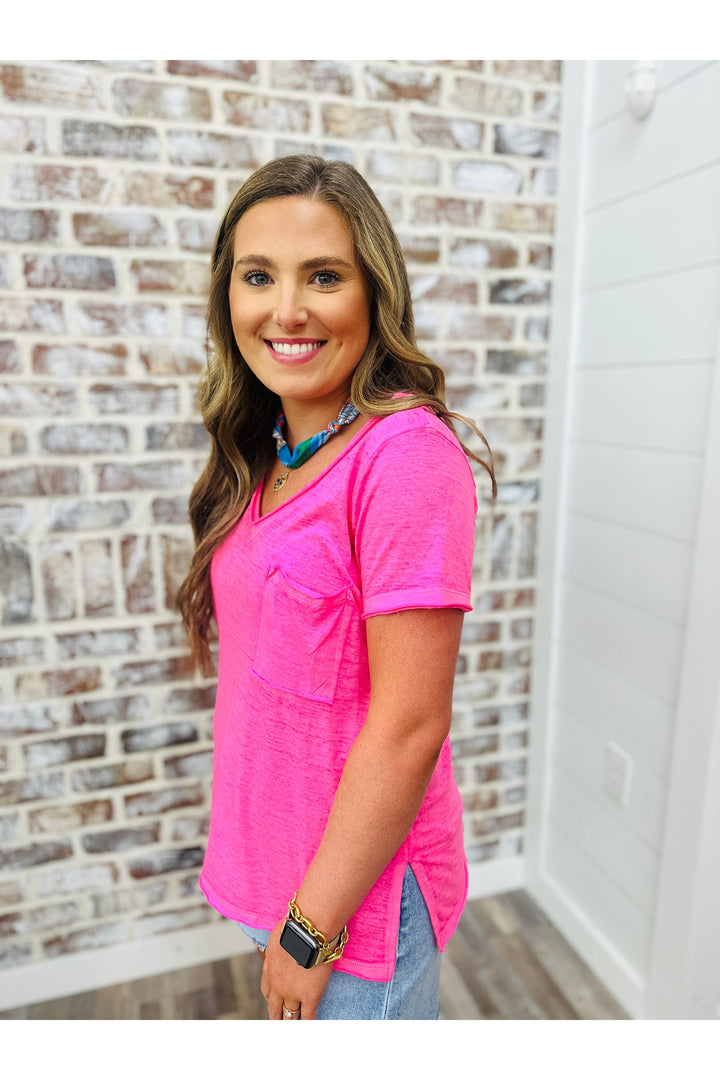 Pink Wash Pocket Tee