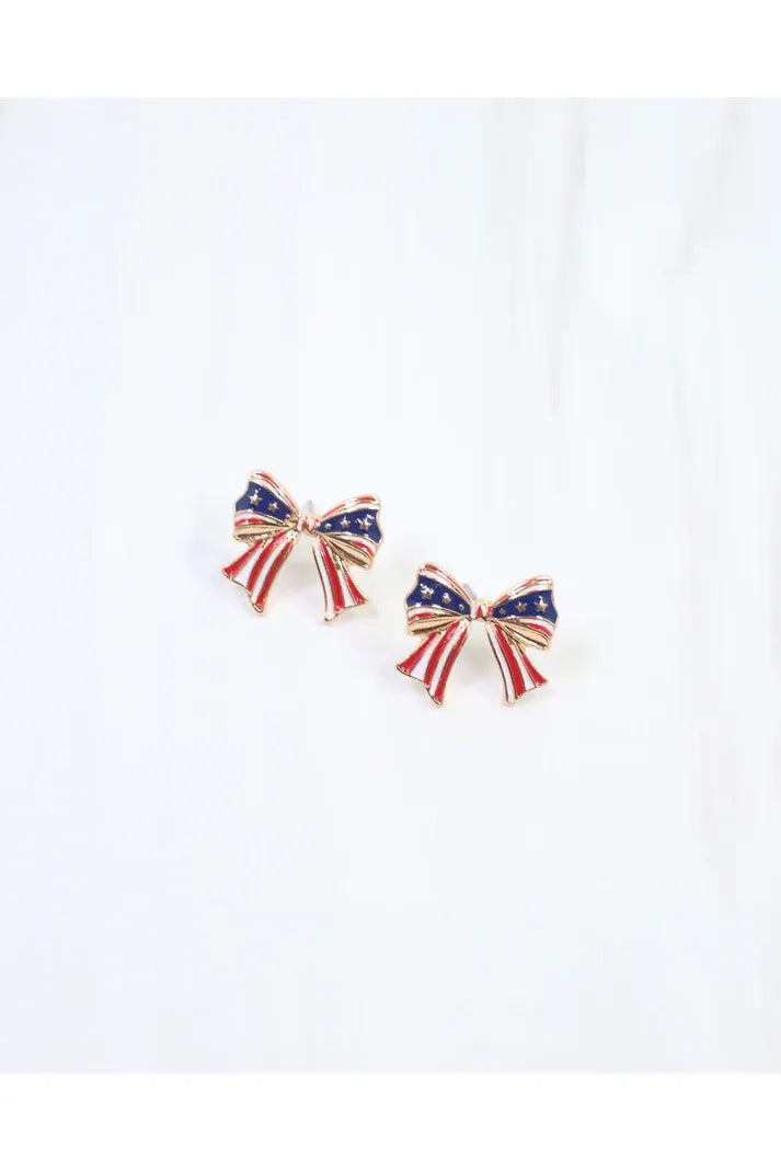Heritage Bow Stud Earring Red Blue