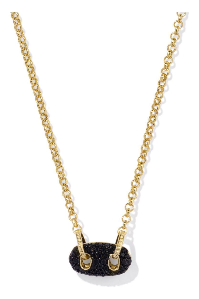 Kendra Scott| BAILEY PAVE SHORT PENDANT NECKLACE GOLD BLACK CRYSTAL