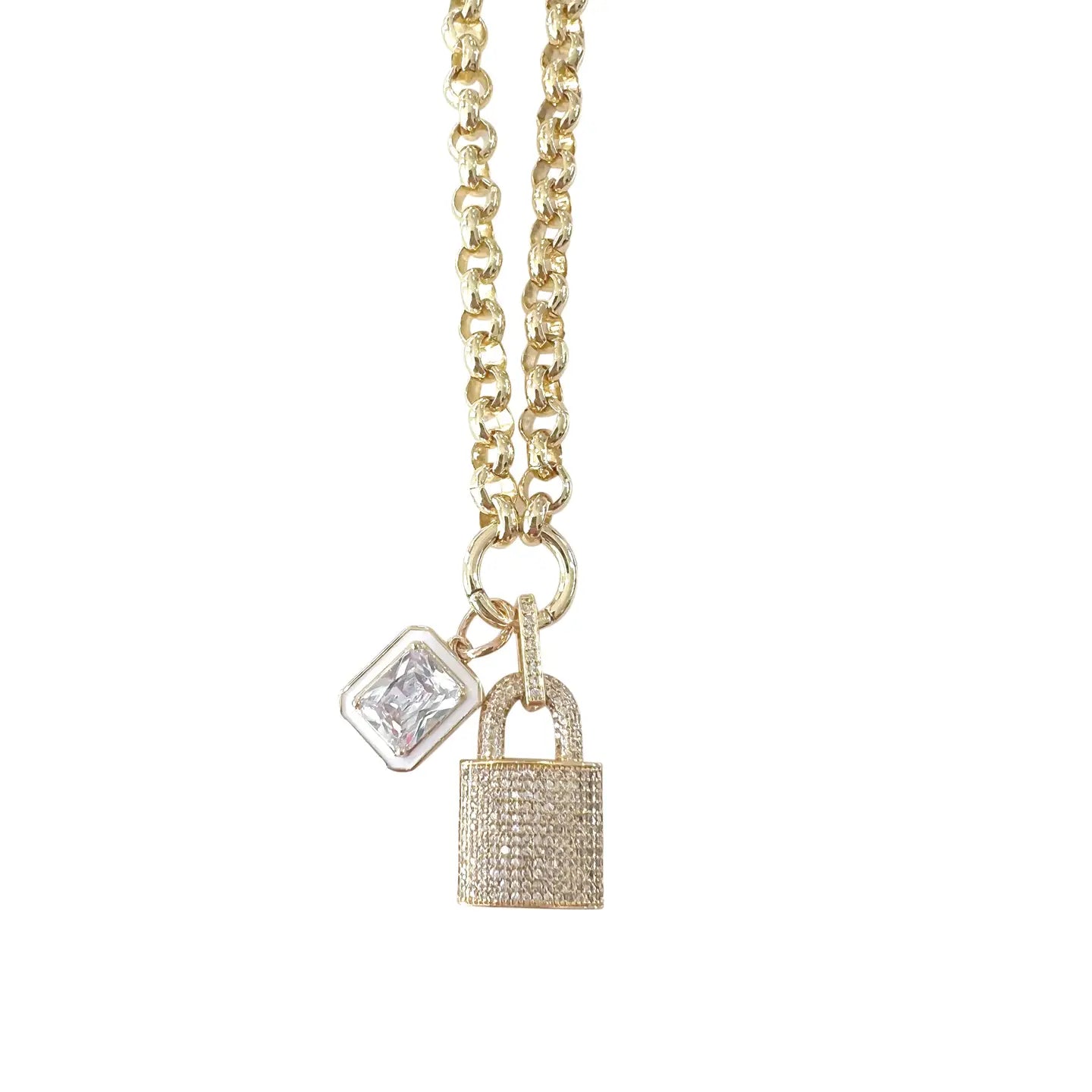 Gemelli Diamond Lock Necklace