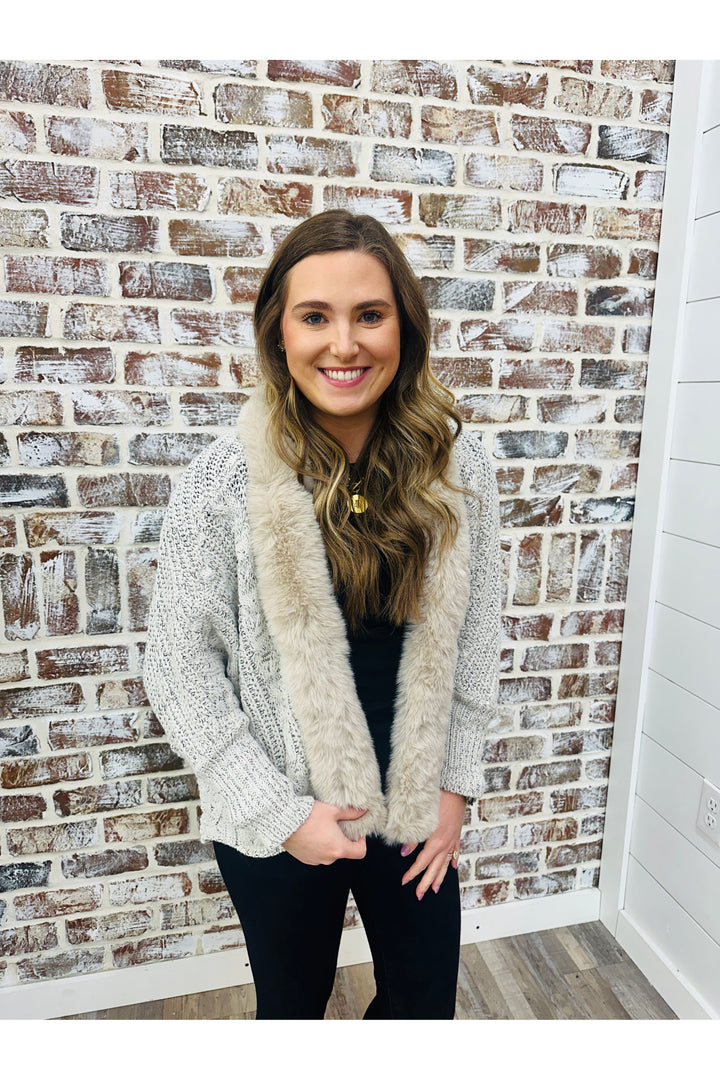 Dolman Sleeve Fur Cardigan