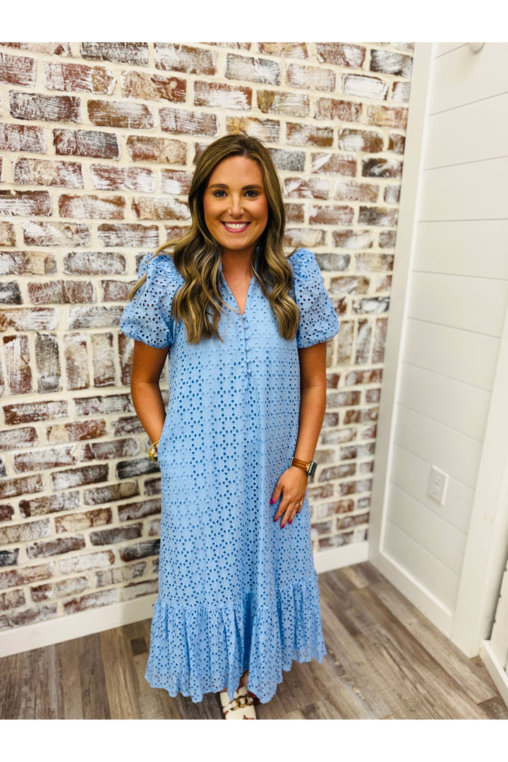 Garden Party Midi Dress - Blue