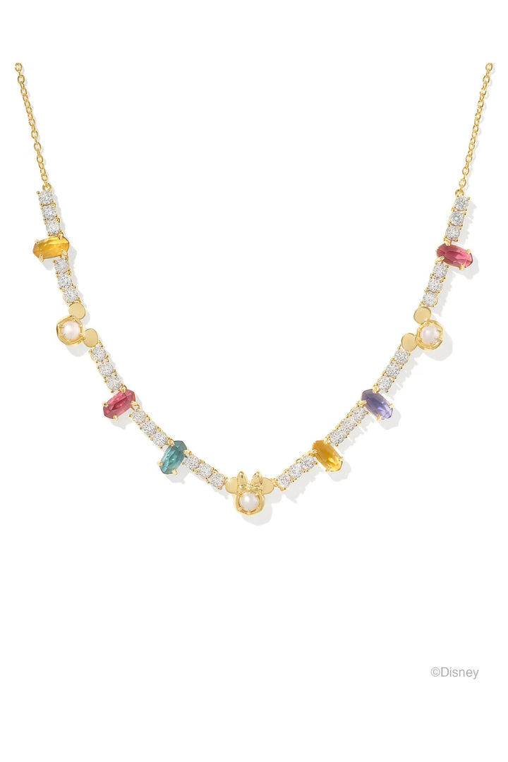 Disney | Kendra Scott Gold Mickey Mouse and Minnie Mouse Tennis Necklace in Multi Mix