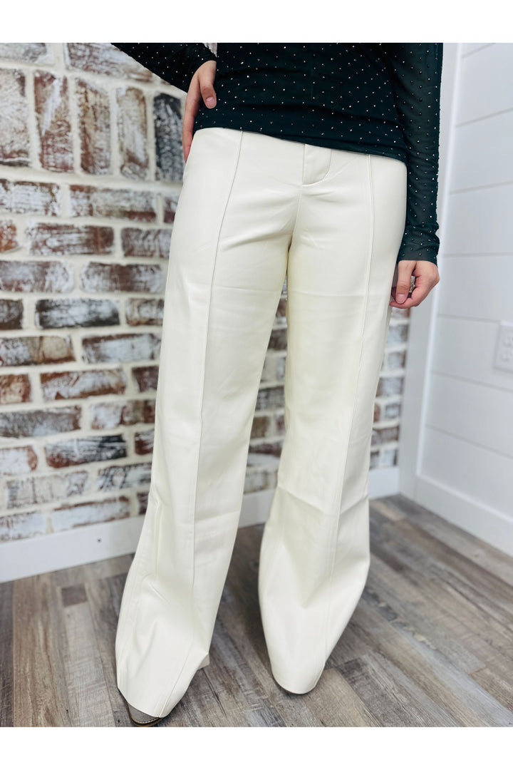 Off White Leather High Waisted Pants
